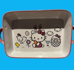 Hello Kitty Easter Bunny 9x13 Ceramic Casserole Dish Sanrio NEW Hard to Find
